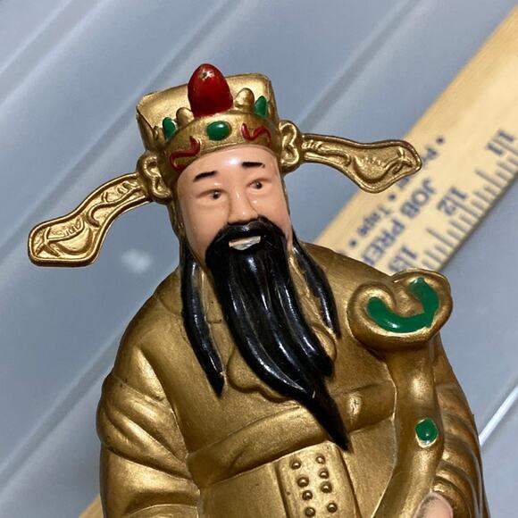 Vintage Good Fortune Fu Lu Shou Figurine Statue coin bank travel souvenir UNIQUE - Picture 2 of 13